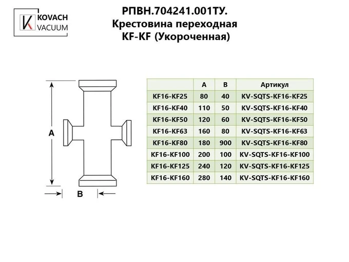 Крестовина переходная KF-KF
