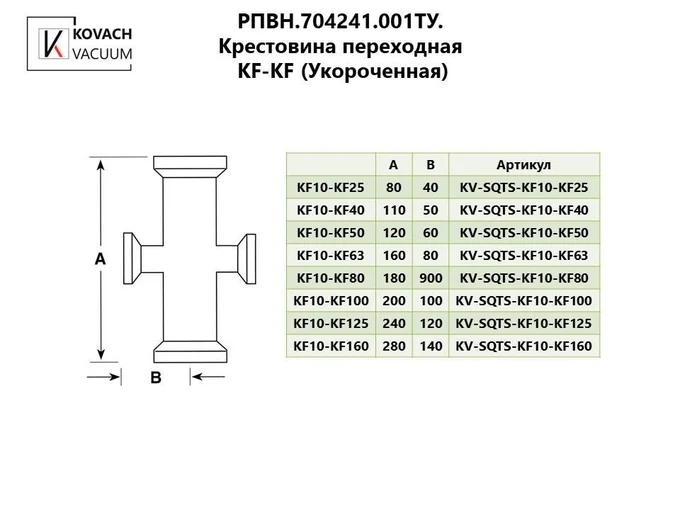 Крестовина переходная KF-KF