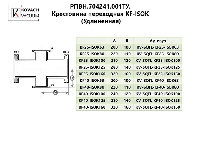 Крестовина переходная KF-ISOK