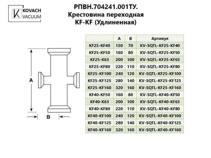 Крестовина переходная KF-KF
