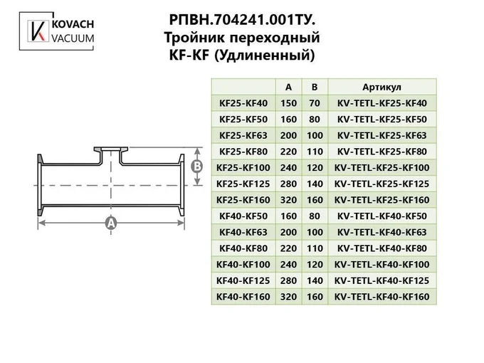Тройник переходный KF-KF