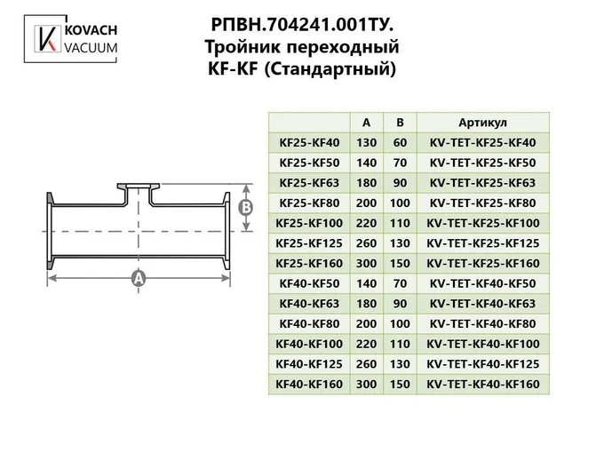 Тройник переходный KF-KF