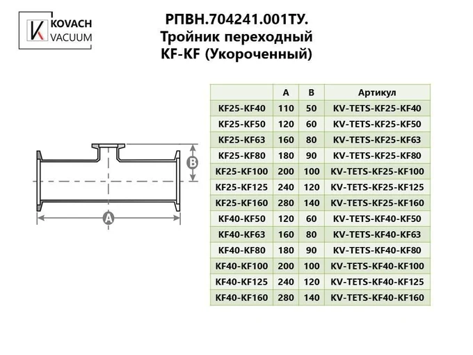 Тройник переходный KF-KF